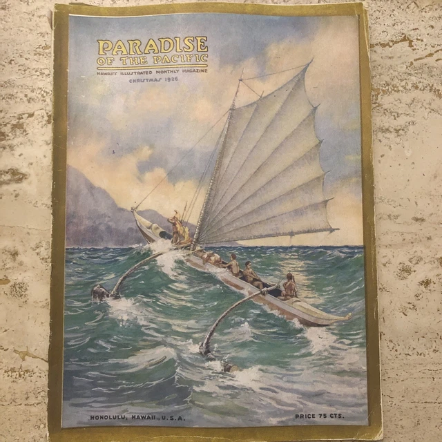 PARADISE OF PACIFIC MAGAZINE Honolulu Hawaii 1926 Christmas Long Board Sailing PARADISE OF PACIFIC MAGAZINE Honolulu Hawaii 1926 Christmas Long Board Sailing