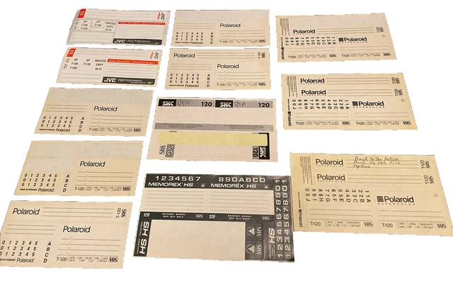 VHS SPINE VIDEO Tape Labels Stickers - Polaroid, JVC, SKC, Memorex T ...
