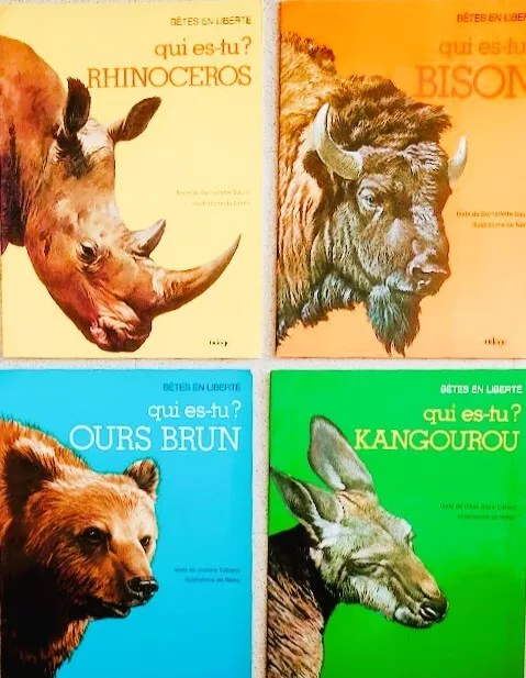 Lot de 4 livres Qui es-tu Bison ? Bêtes en liberté - Editions Odége  1972