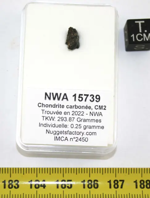 Meteorite Nwa 15739 IN A Box Chondrite Carbonée CM2 (0.25 Gram - 002**)