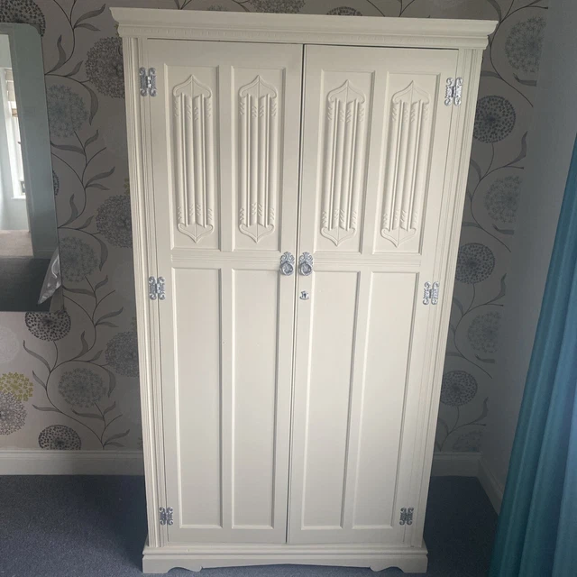 Old CHARM OAK ARTS & CRAFTS  STYLE 2 DOOR WARDROBES WITH INNER SHELVES