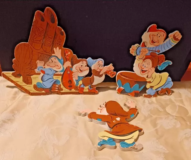 1952 Disney Cut Outs - 6 Of Snow White's 7 Dwarfs Cardboard Nursery    OBO