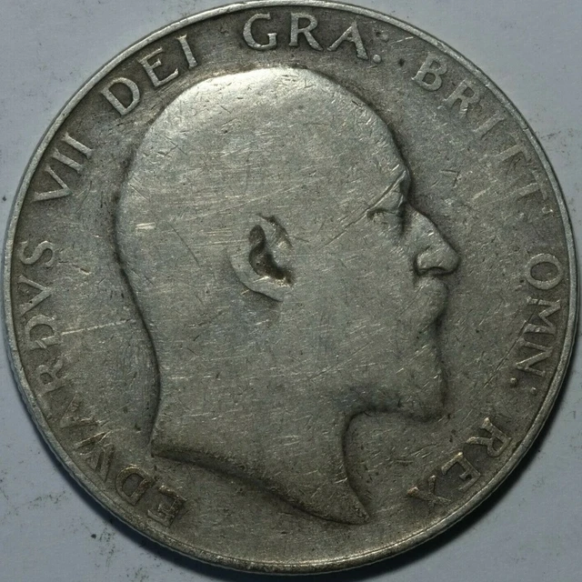 1907 .925 Edward VII Silver Half Crown coin