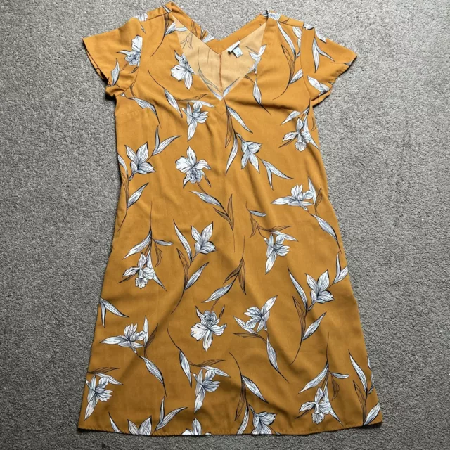 Women’s Size Medium A New Day Mustard Yellow Floral Pattern Dress