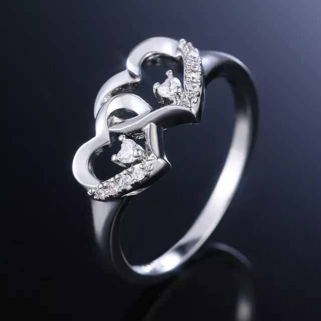 1 Ct Round Lab-Created Diamond Women's Heart Wedding Ring 14K White Gold Plated