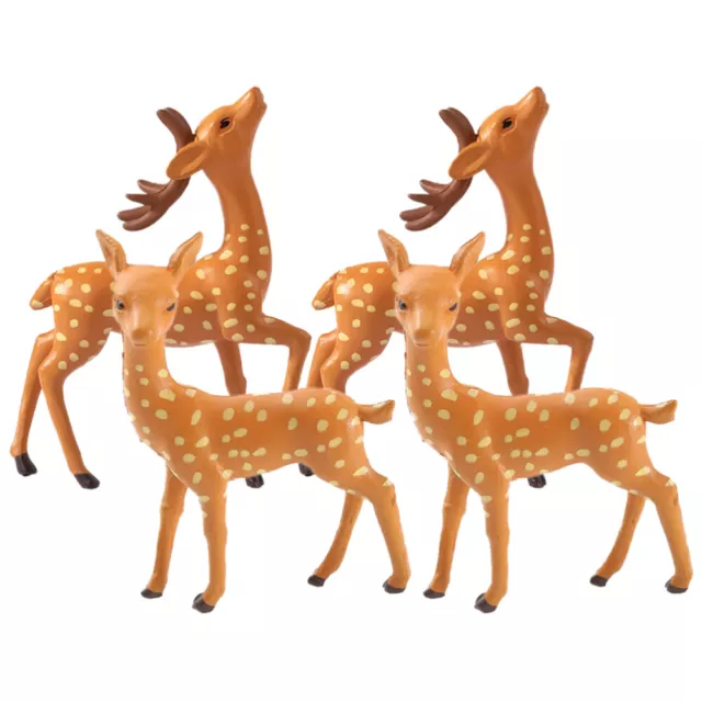 Deer Miniatures Resin Figures Cake Topper Micro Landscape DIY 4pcs