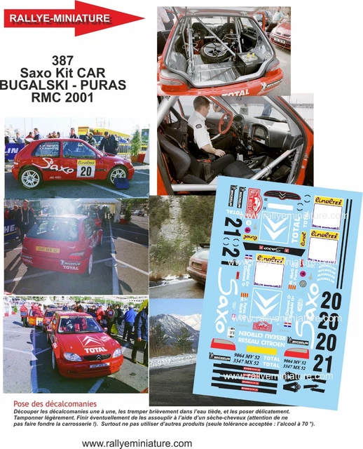 Décalcomanies 1/32 CITROEN SAXO Kit Car Henry Rallye La Rochelle 1998 - Neuf, Thème Rallye