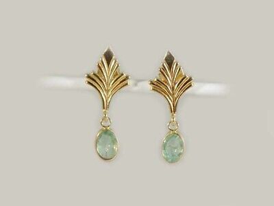 Gold Emerald Earrings 1¼ct Antique 19thC Siberian Ancient Sumer Immortality 14kt