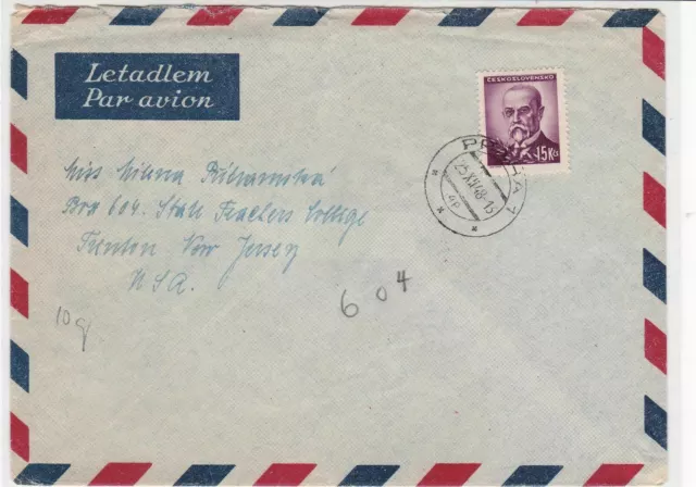 czechoslovakia 1948 airmail stamps cover ref 19650