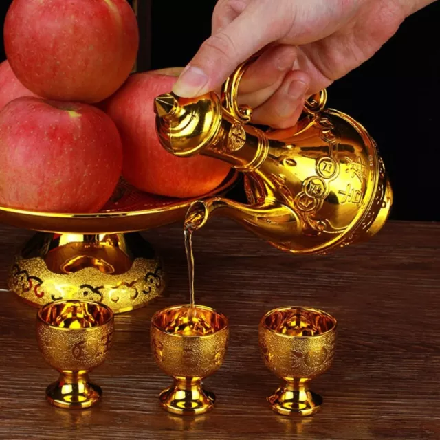 Decorative Golden Temple Cup Household Wine Glasses Altar Cups Tea Pot