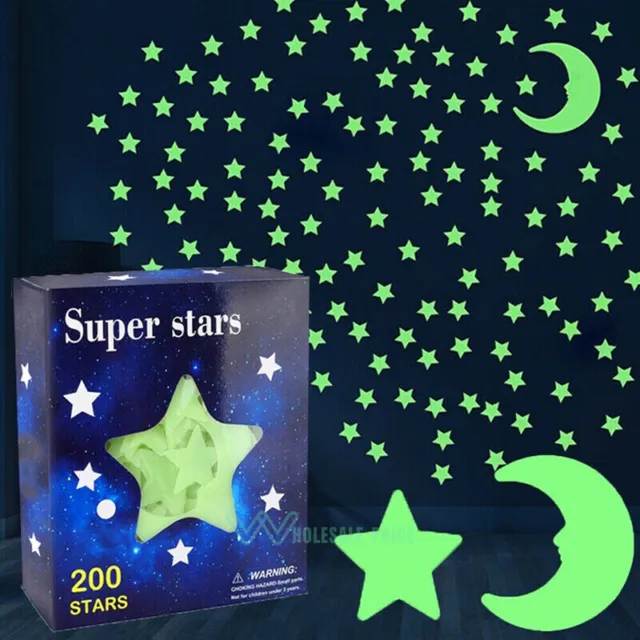 201pcs Estrellas Que Brillan en la Calcomanias Oscuridad Para el Cuarto de Casa