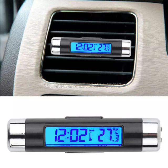 2in1 Digital LED Car Clock Thermometer Temperature LCD Backlight Without Battery