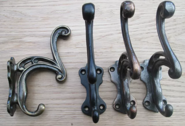 Old Vintage Cast Iron Victorian Style Fancy Decorative Hat & And Coat Hook