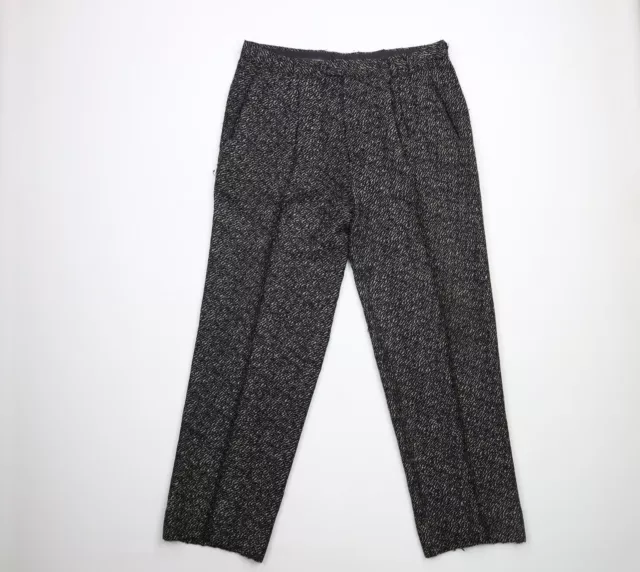 Vintage 90s Streetwear Mens 38x32 Distressed Pleated Wool Wide Leg Chino Pants
