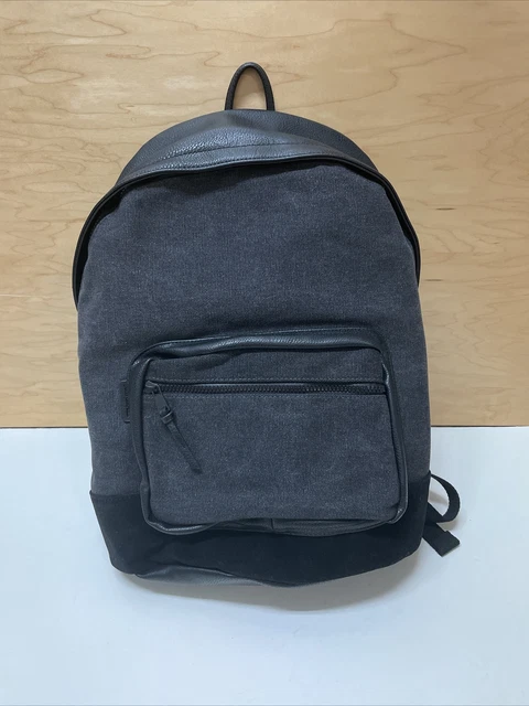 158 JAMES CAMPBELL Canvas Leather Padded Backpack Black Charcoal