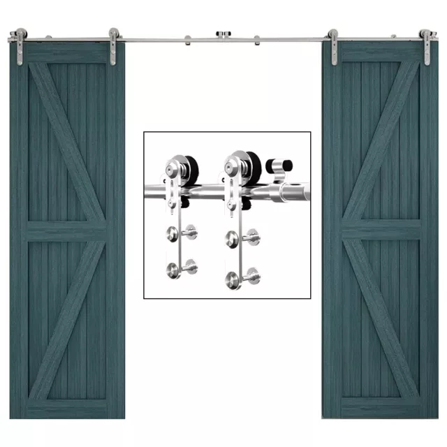 Stainless Steel Sliding Barn Door Hardware Track Kit Closet for Glass/WoodenDoor