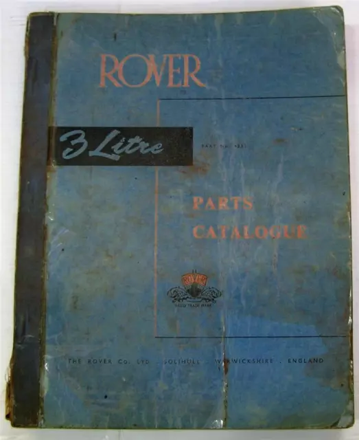 ROVER 3-Litre Illustrated Car Parts List Dec 1958/Feb 1962 #4232 3rd Edition