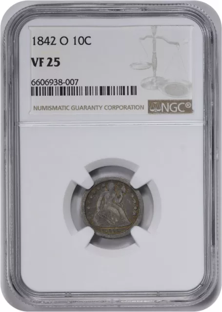 1842-O Liberty Seated Silver Dime VF25 NGC