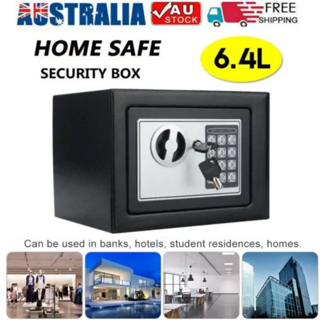 6.4L Box Safe Fireproof Security Lock Home Money Waterproof Jewelry Cash Key NEW