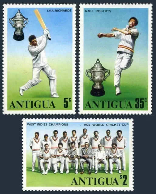 Antigua 402-404,MNH.Michel 396-398. World Cricket Cup,1975.West Indies team.
