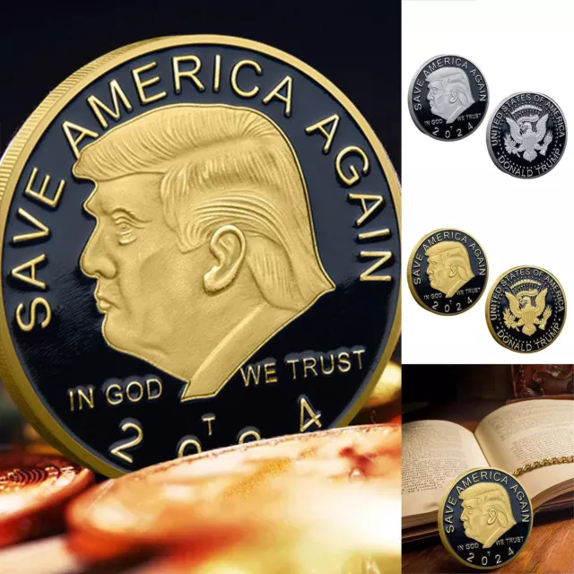 2024 DONALD TRUMP Keep America Great BLACK RUTHENIUM 24K GOLD Medallion Coin