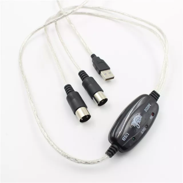 1Pcs USB IN-OUT MIDI Interface Cable Converter to PC Music Keyboard Adapter Cord