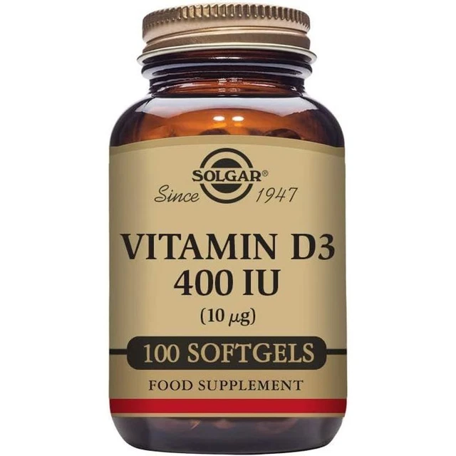 SOLGAR VITAMIN D3 400 IU (10 μg) Softgels - Pack of 100 100 count (Pack ...
