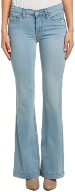Free People 243195 Womens Gummy Denim Mid Rise Flared Jeans Marlin Size 25