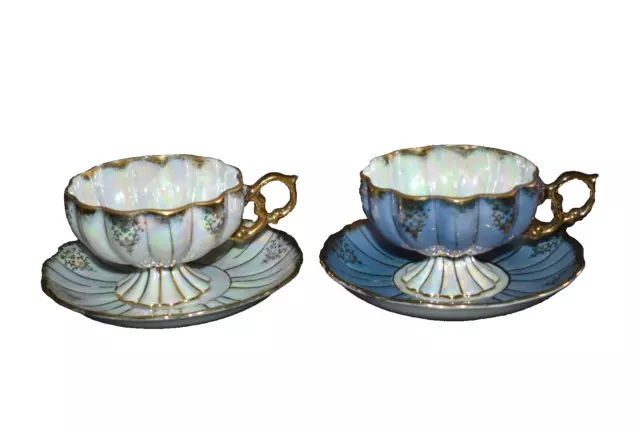 Vintage ROYAL SEALY China Lusterware Tea Cup & Saucer Set Footed  Lot of 2 Japan