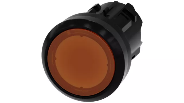 Bouton lumineux 22mm rond en plastique orange plat avec rappel par ressor /T2FR