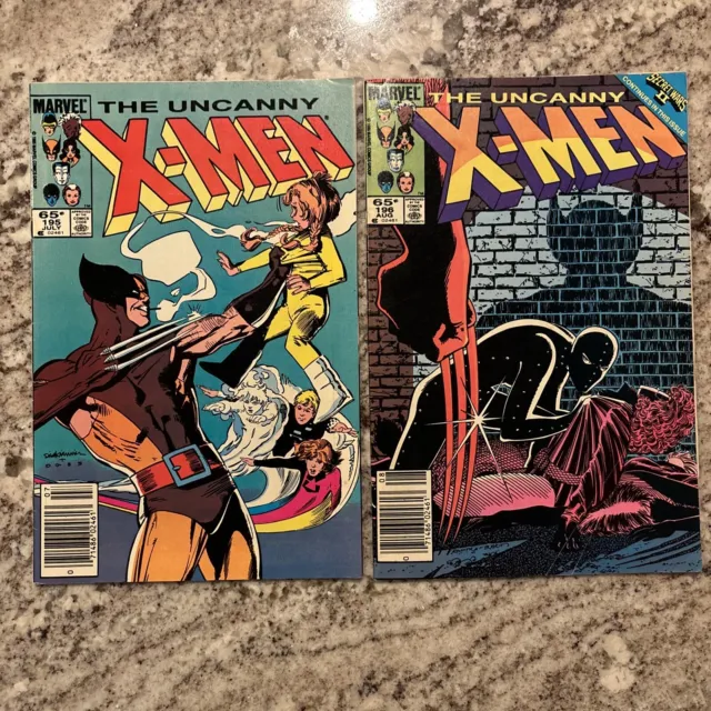 Marvel Lot Of 2 - Uncanny X-men 195 & 196 - Newsstands!