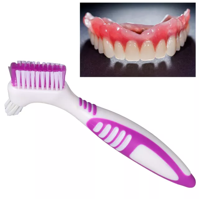 Cepillo de limpieza de dientes postizos de doble cara cepillo de dientes para dientes postizos