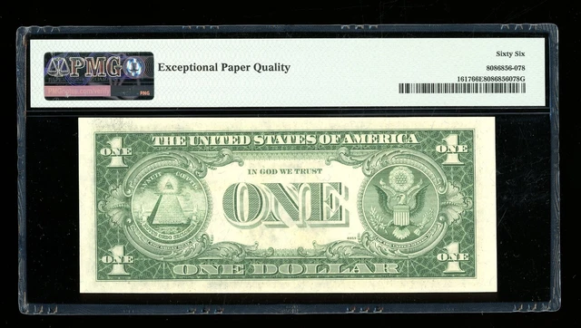 DBR $1 1935-G with MOTTO Gem Silver Fr. 1617 PMG 66 EPQ Serial D76953817J 2