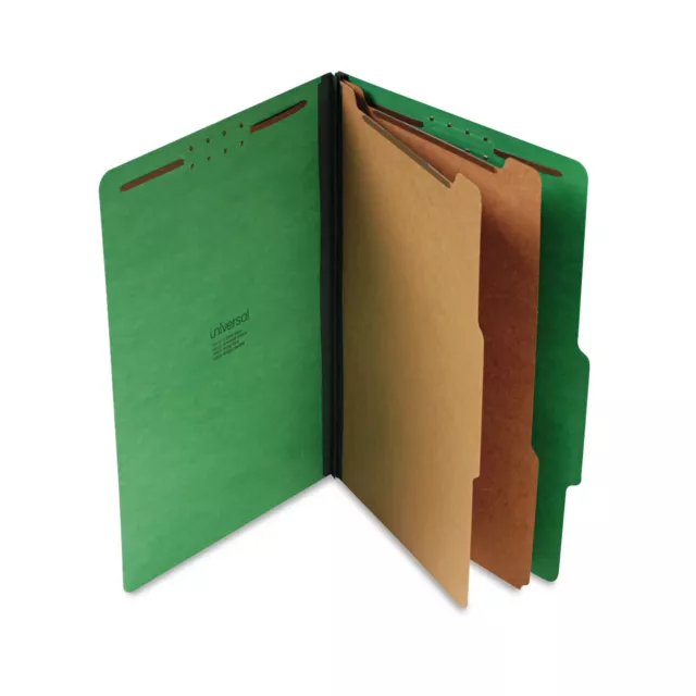 UNIVERSAL Pressboard Classification Folders Legal Six-Section Emerald Green