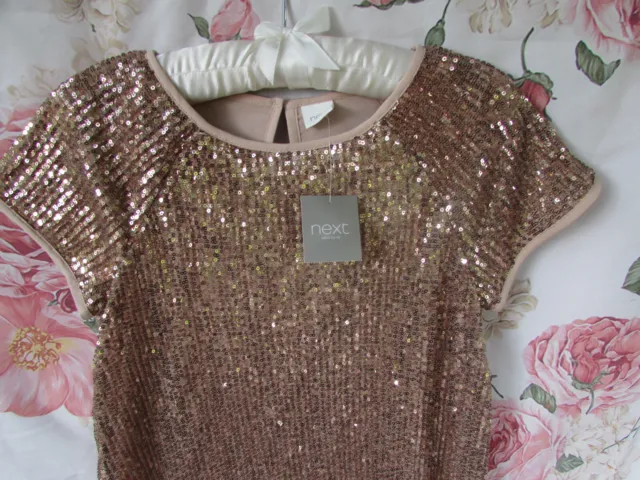 BNWT Gold Sequin Party Occasion Dress By Next 10-11 £45 6