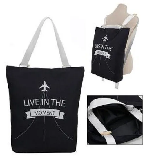 Live In The Moment Tote/Backpack Zip Closure Travel Convenience
