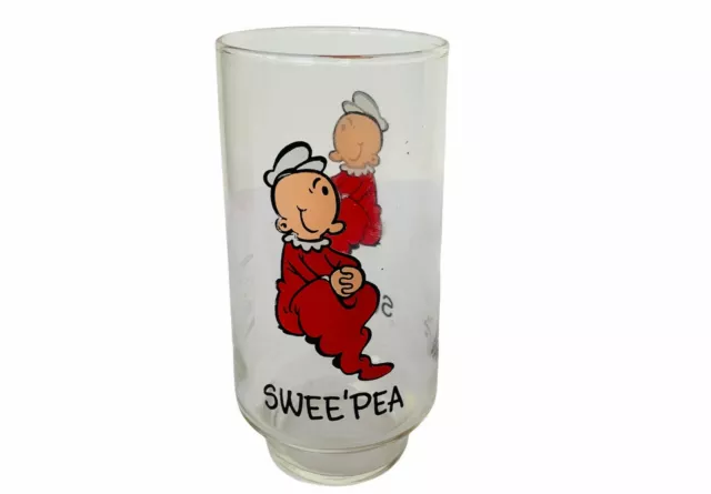 Popeye Drinking Glass Swee Pea Mug Cup Coca Cola Vtg 1975 Kollect set Coke Wimpy