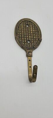 Vintage Arjon Brass Tennis Racket Hook Coat Hat Keys Hanger 5" x 2"