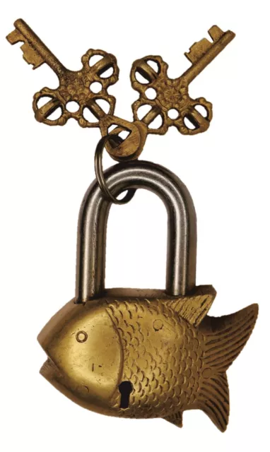 Fish Shape Door Lock Victorian Antique Style Handmade Brass Padlock Home Décor