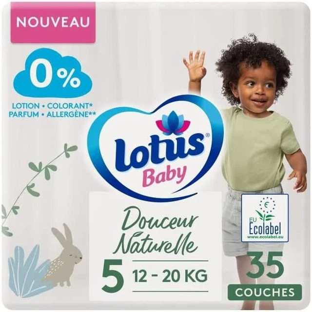 LOT DE 2 - LOTUS BABY - Couches Douceur Naturelle Taille 5 - Le paquet de 35 cou