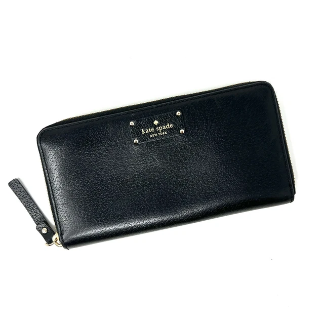 Kate Spade Grove Street Neda Black Leather Zip Around Accordion Wallet