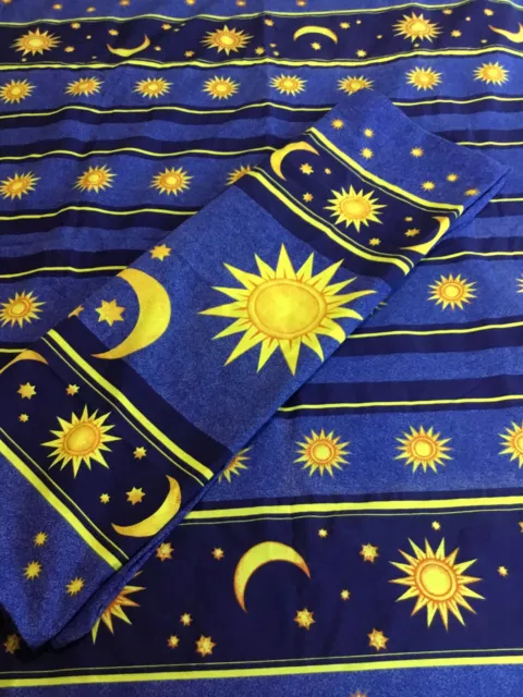 Celestial Sun, Moon And Stars Blue, Yellow TWIN DUVET & EURO SHAM Cotton