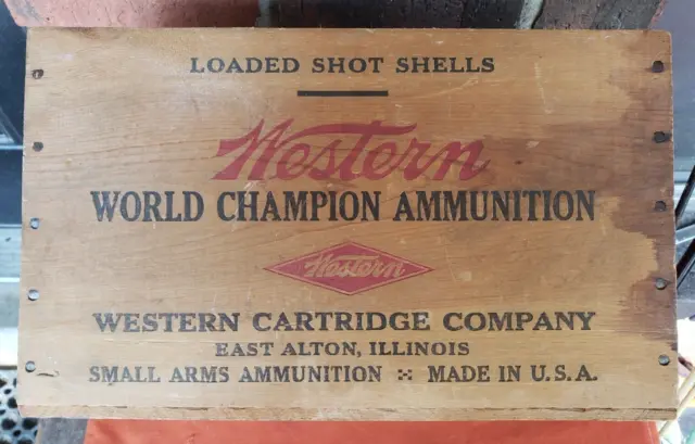 Vintage Western World Champion Ammunition Wooden Box FOR SALE