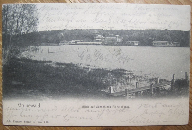 AK Berlin-Grunewald,der Stößensee,Blick auf das Seeschloss Pichelsberge, 1904