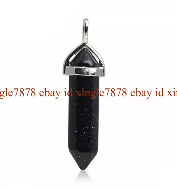 Crystal Gemstone Necklace Pendant Natural Chakra Stone Energy Healing with Chain 6