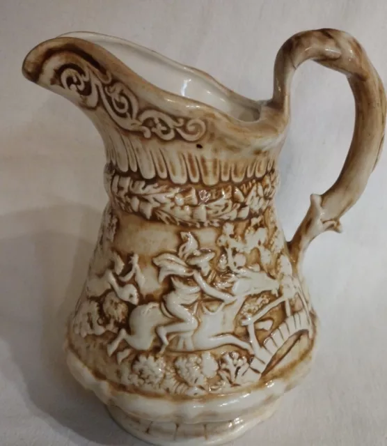 Tam O Shanter Robert Burns Poem Ceramic Molded Pitcher Jug Relief Ridgeway Scene