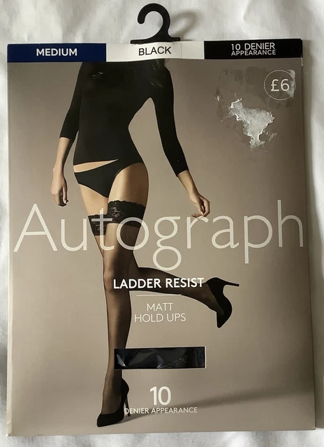 NEW MARKS AND Spencer Autograph Black Matt Hold Ups Size Medium 1.99 PicClick UK
