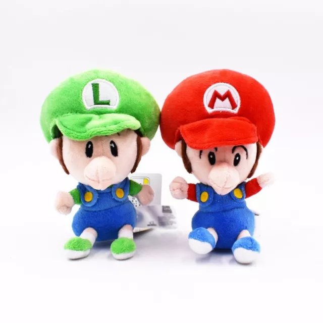 2X Super Mario World Baby Mario Luigi Plush Soft Toy Doll Teddy 6"