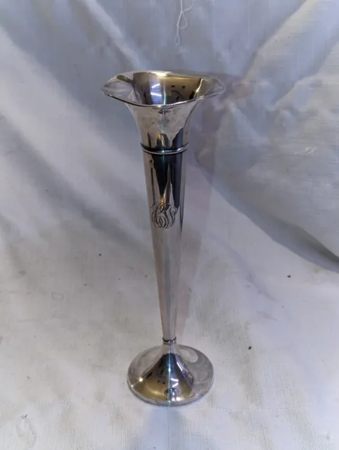 Antique J.F. Fradley  Vase Sterling Silver 9 1/2". Monogrammed.