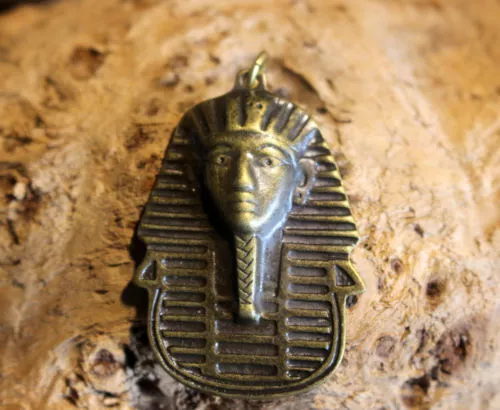 Pendentif Bronze Pharaon Egypte Toutankhamon Sarcophage Pyramide Roi Masque